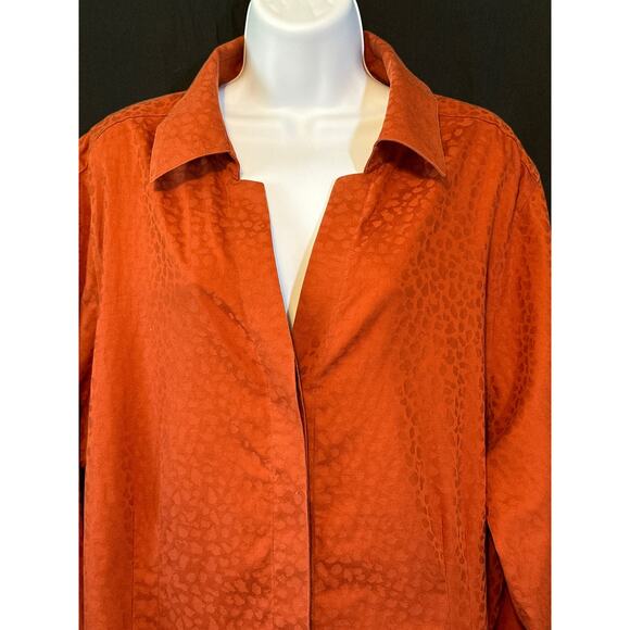 INVESTMENTS Gold Fall Rust Safari Print Business Office Casual Blouse 20W - Picture 4 of 16